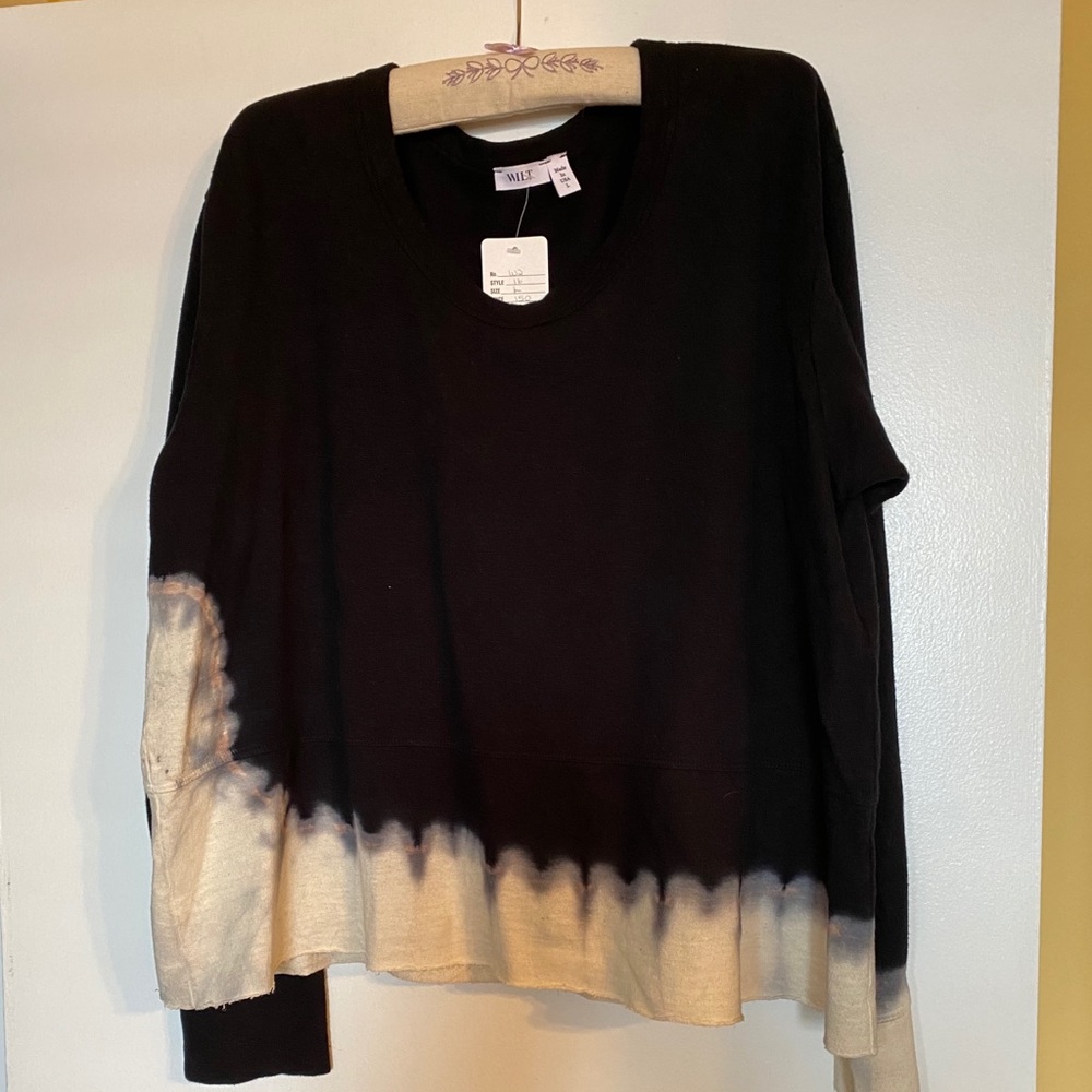 Dip dyed boxy medium weight cotton long sleeve tee